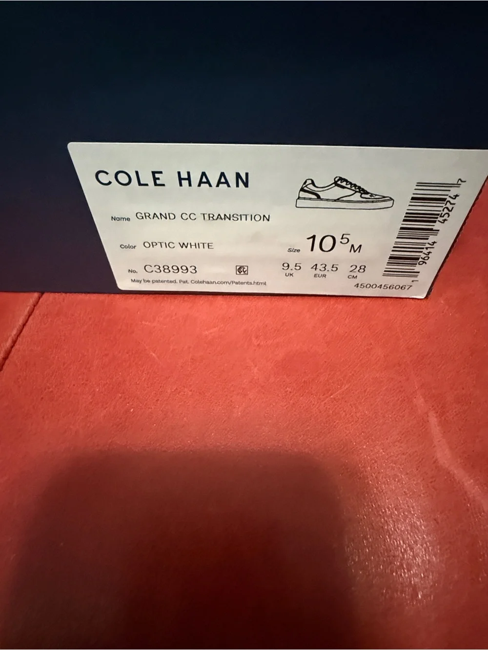 Cole Haan Men's Grand Crosscourt Transition Sneakers White Leather size 10.5